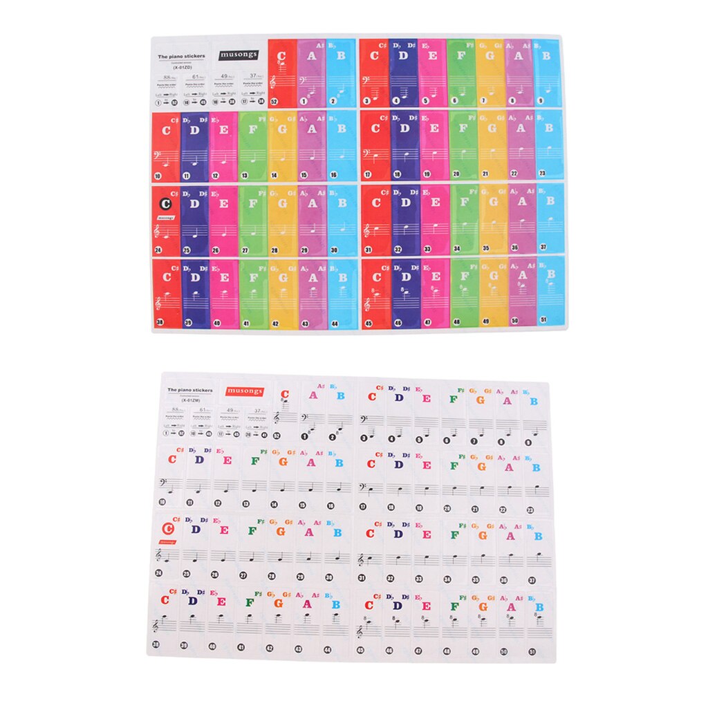 Piano Key Note Resuable Keyboard Stickers 37/49/61... – Grandado
