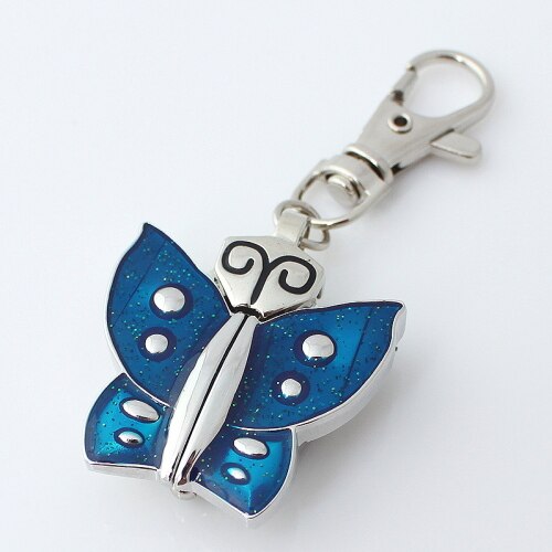 Krystal sommerfugl pige lomme vedhæng nøglering ur nøglering kæde ur med taske  gl08k lomme vedhæng ur klip: Blå