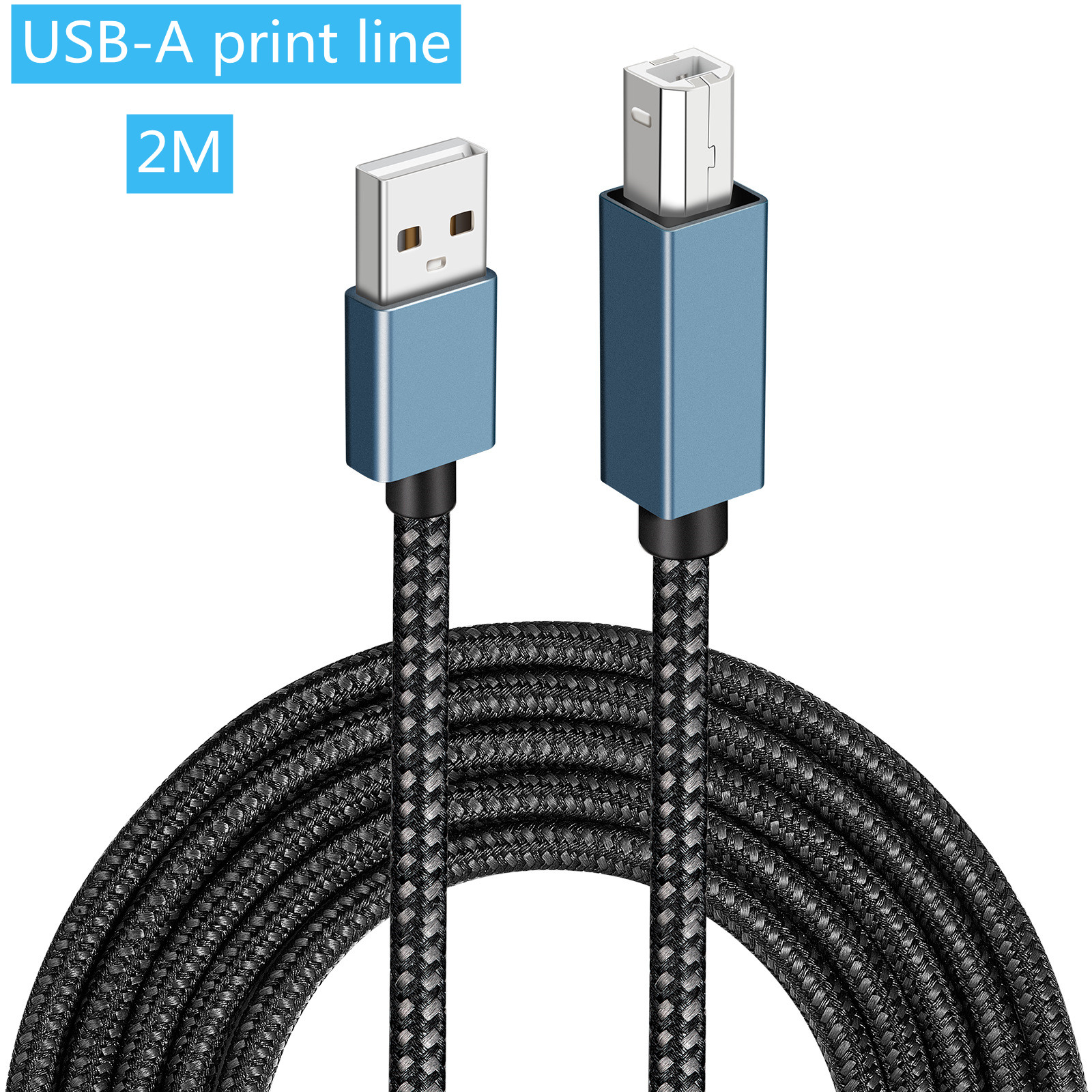 Usb C Naar Usb B 2.0 Printer Kabel Gevlochten Printer Scanner Snoer Voor Macbook Pro Air Epson Hp Canon Samsung printer Scanner 1//2/3M: USB-A 2M