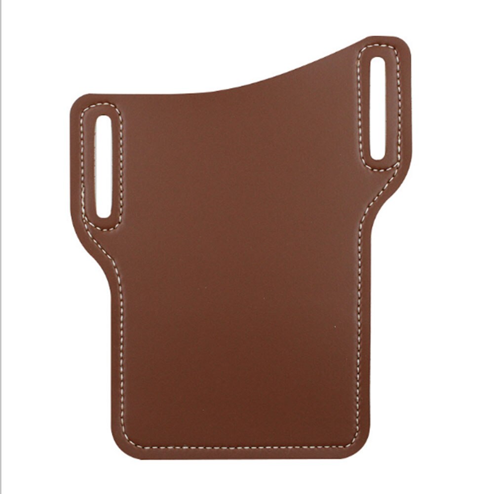 Hommes téléphone portable étui Protection sac taille sac suspendus résistant à l'usure taille sacs avec trou de ceinture universel en cuir PU: Light Brown