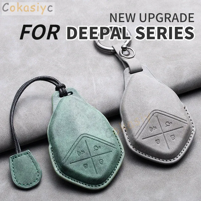 4 Buttons Car Remote Key Case Cover for Changan Deepal S7 SL03 Leather Car Key Shell Fob Holder Protector Keychain for Deepal