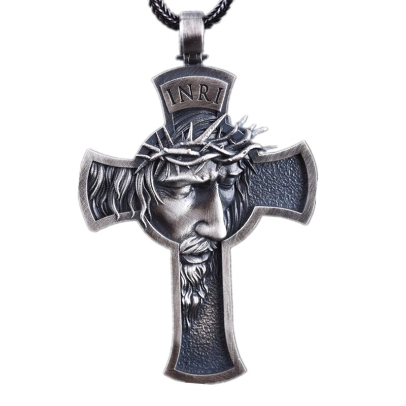 Retro Christus Jezus Kruisbeeld Metalen Hanger Ketting Religieuze Christian Chain Crown Doornen Ketting Sieraden