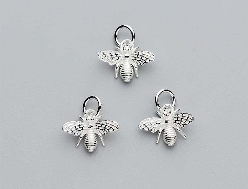 Famous Cubic Bees Charms 925 Sterling Silver Craft Decoration Ornament Pendants Fit Women Jewelry Make Neckalce Earrings