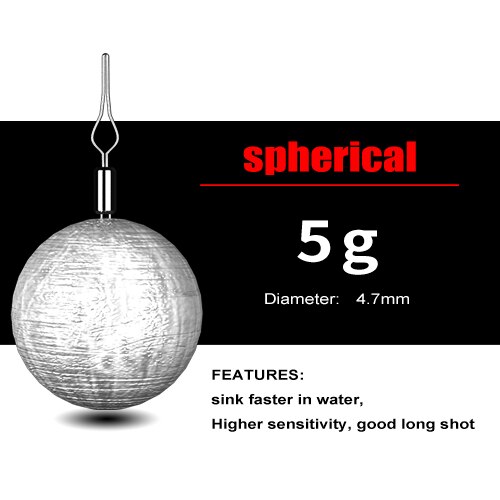 FISH KING 50pcs Fishing Sinker Cylindrical/Spherical Weights 3.5g-14g Fishing Oval Split Shot Lead Sinkers Fishing Tackle: 5