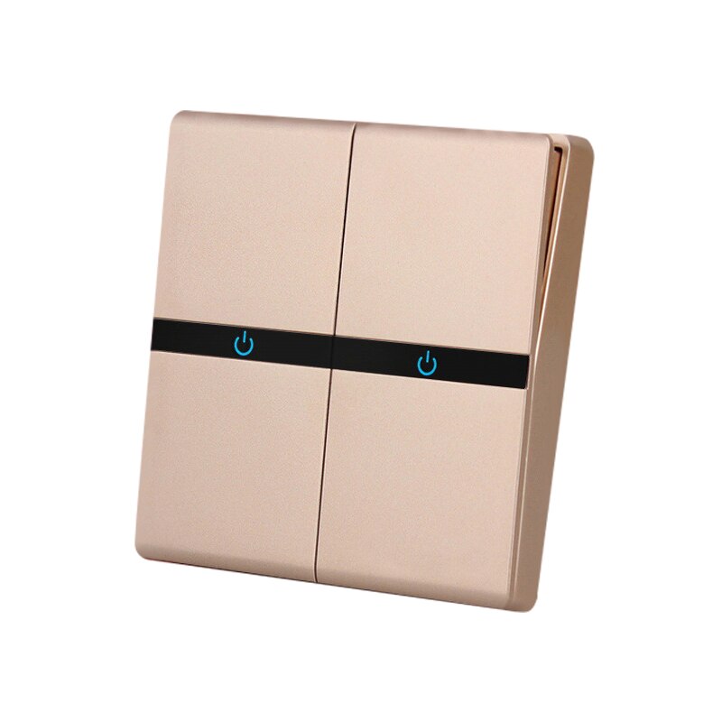 Luxury Wall Switch 1/2/3 Gang 2 Way Champagne Gold Wall Panel Push Button Switch Home Wall Light Switch LED Indicator Accessory: 2 Gang 2 Way
