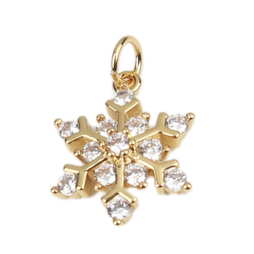 DoreenBox Serie Di Natale Pendenti E Ciondoli Ciondolo In Oro Rosa Bianco di Strass Fiocco di Neve Del Pendente di Rame per il FAI DA TE Monili Che Fanno 20x14mm 1PC: Oro-colore