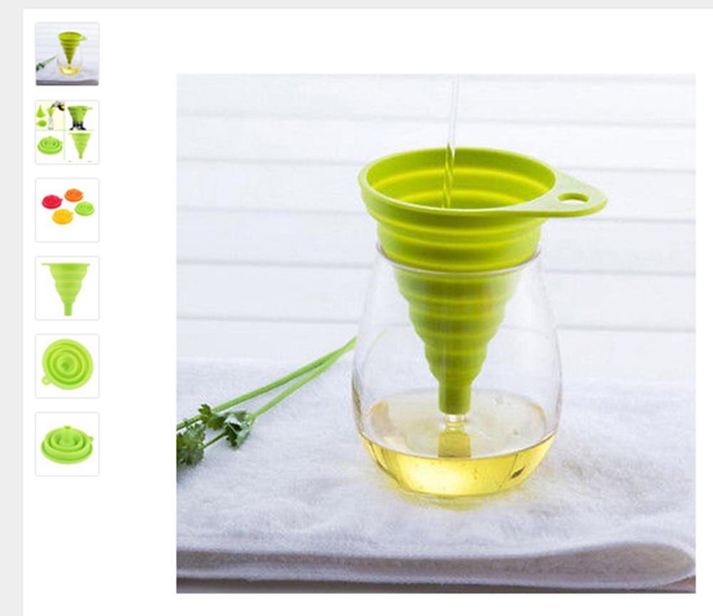 Mini Foldable Cute Kitchen Home Food Grade Silicone Folding Telescopic Funnel Colanders Strainers