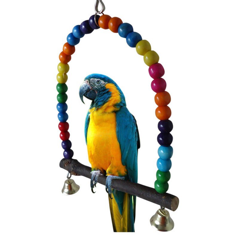 Colorful Wooden Toys Swinging Parrot Bird Cage Parakeet Cockatiel Budgie Birds Parrot Wood Toy Swings2