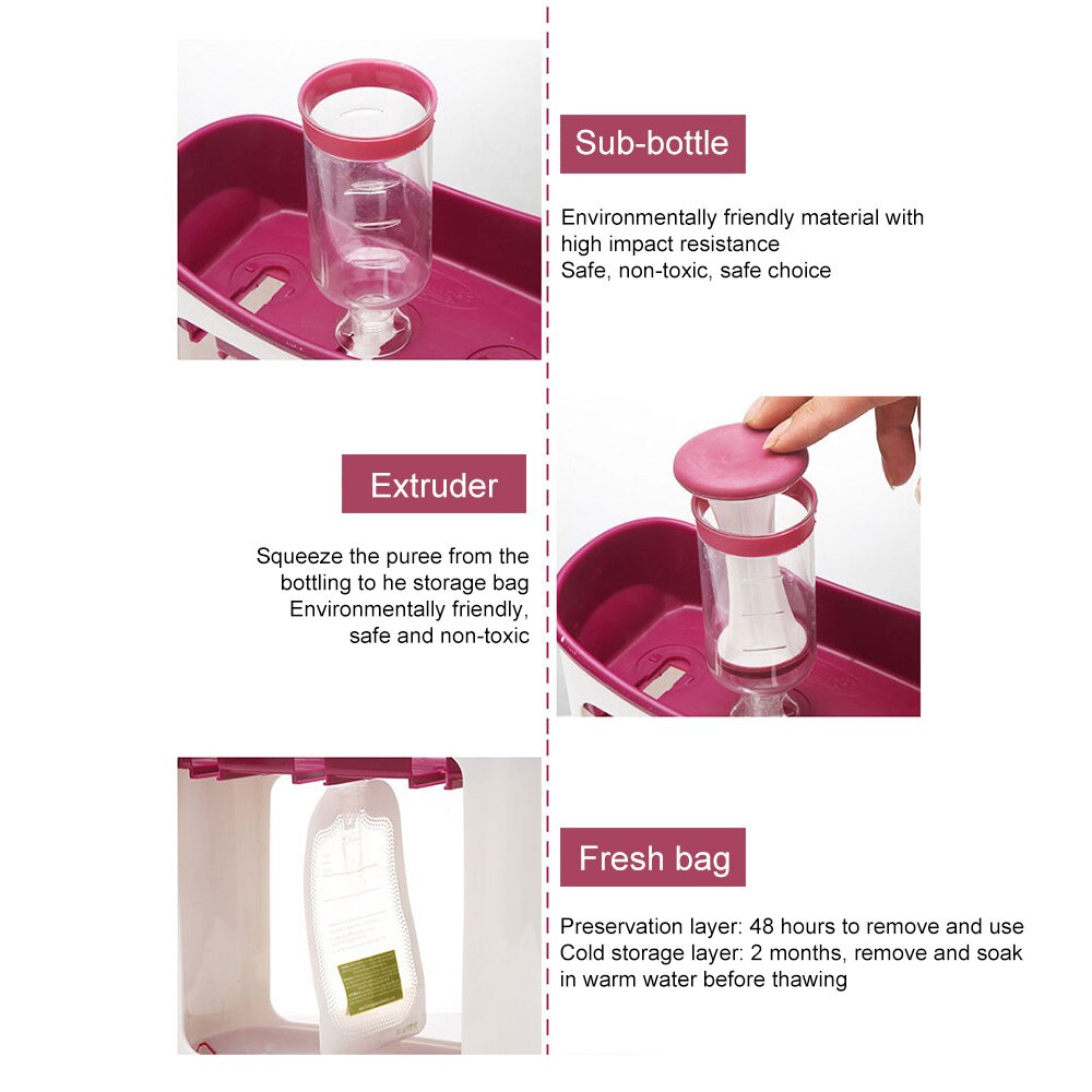 Baby Food Maker Food Squeeze Station Infant Feeding Containers Baby Fruit Puree Packing Machine Toddler Solid Juice Maker