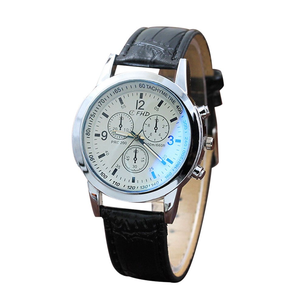 bleu Ray verre montre neutre Quartz simule montre-bracelet Reloj de hombre: B
