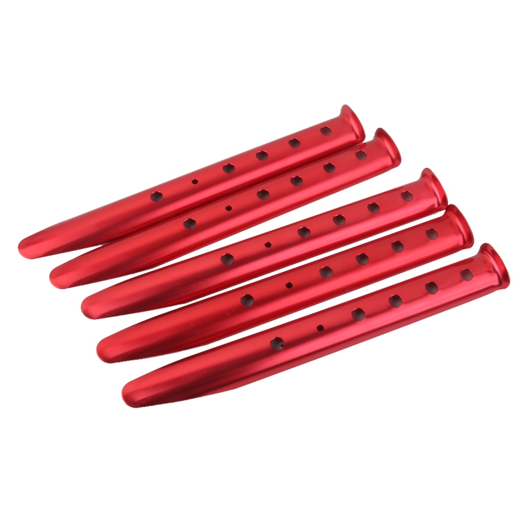 5 Pcs Aluminium U Vorm Outdoor Camping Luifel Sneeuw Zand Tent Peg Stakes Rood