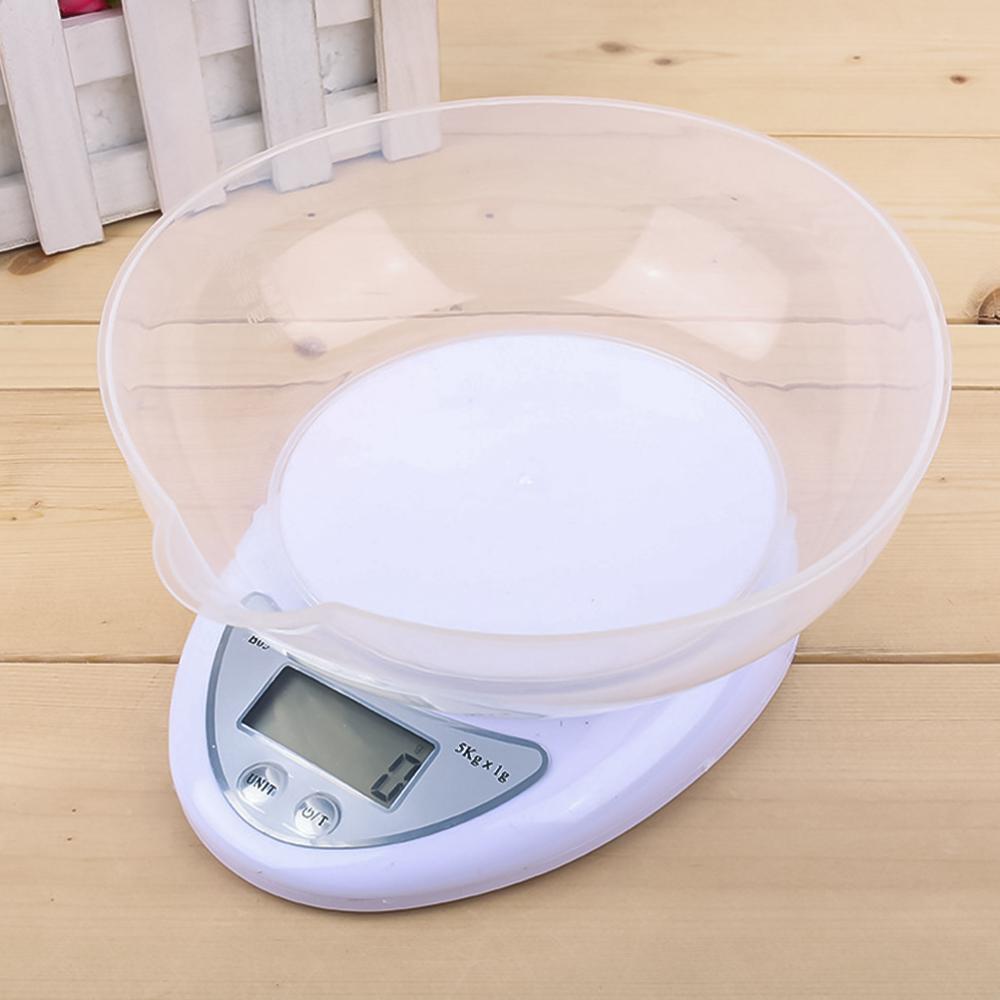 Meijuner-báscula Digital portátil para cocina, balanza electrónica LED, herramienta de medición de peso, utensilios de cocina para el hogar, 5kg/1g: Scale with tray