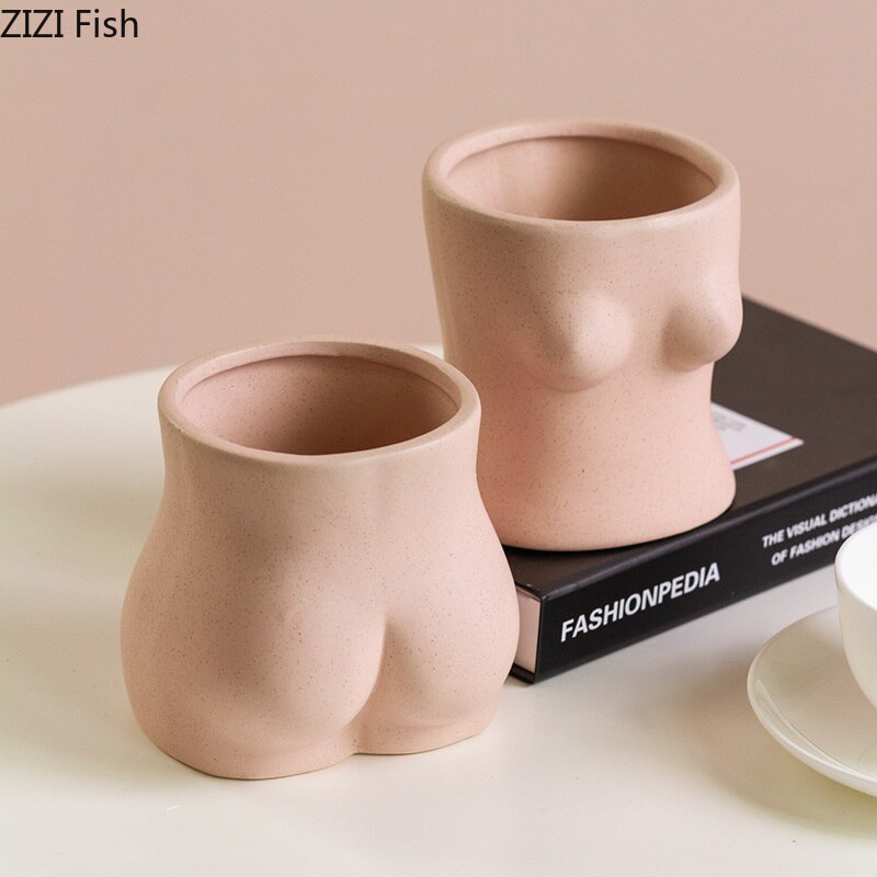 Kroppskunst Bryst statue keramiske vaser porselen blomsterpotte skrivebord dekor dekorasjoner bordplate vase hjem dekorasjon tilbehør moderne