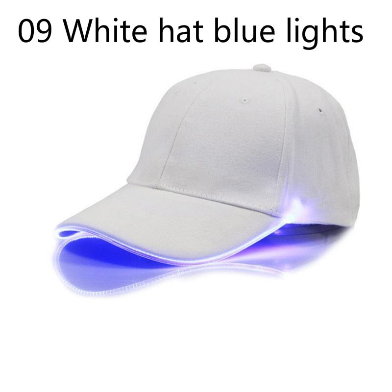 Gorra de béisbol de fibra óptica con luz LED, sombrero de béisbol con luz LED brillante, estilo Hip-Hop, ajustable: 09