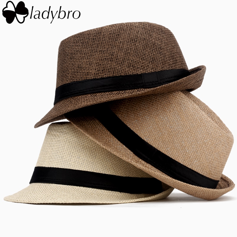 Ladybro Women Sun Hat For Men Hat Kids Summer Beach Hat Child Cap Female Panama Straw Hat Male Gangster Trilby Sun Visor Cap Boy