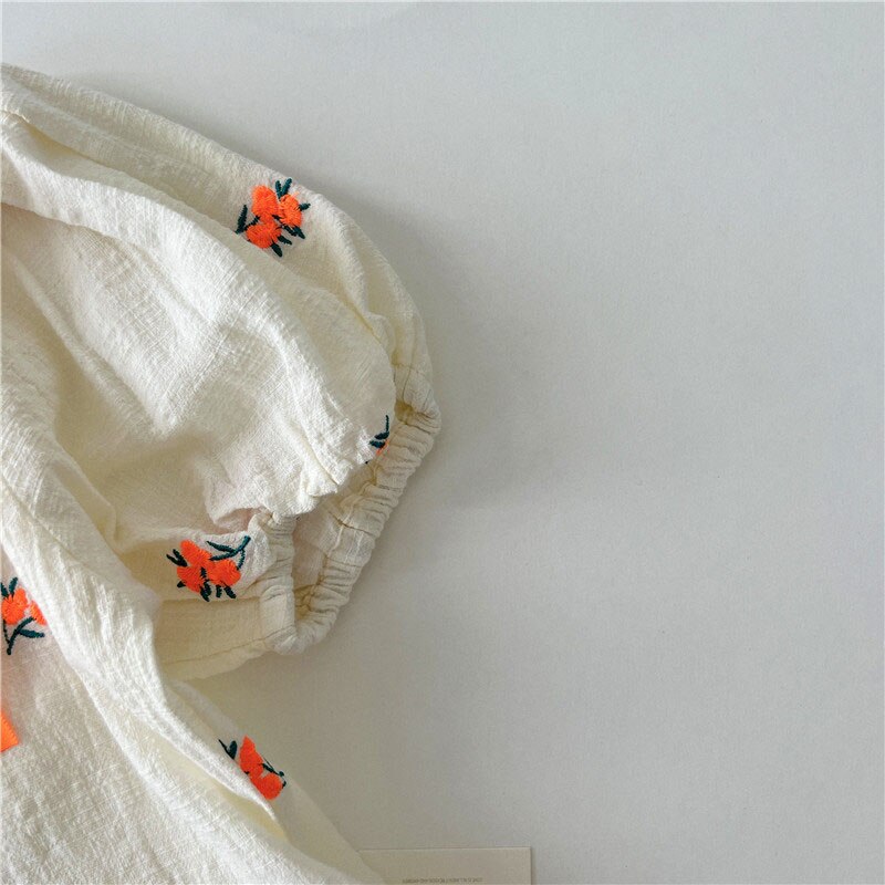 Milancel 2022 Zomer Kinderen T-shirt Meisjes Geborduurde Bloem Baby Shirt Top Kinderkleding