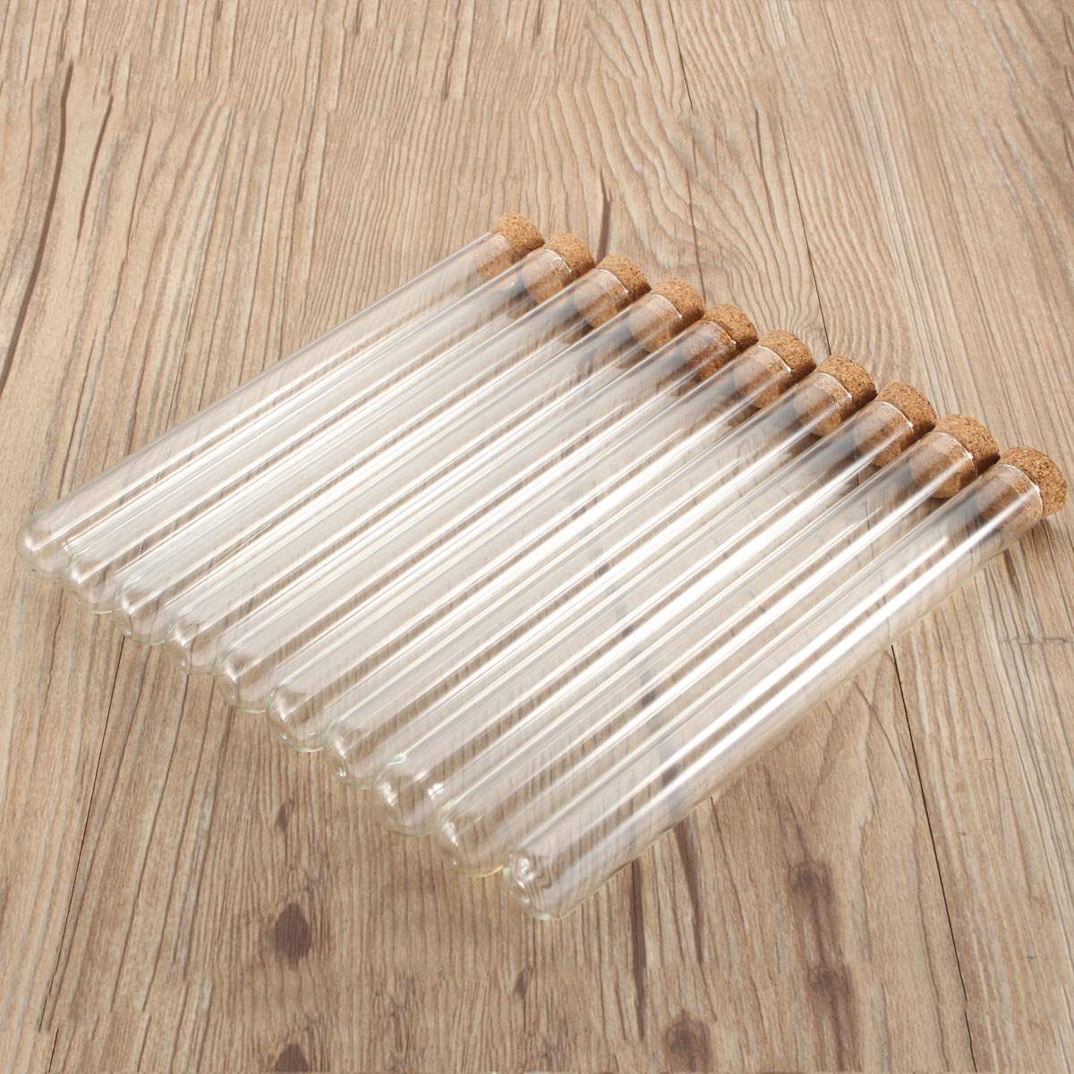 Kicute-tubo de ensayo de vidrio de laboratorio, 10 unidades, con tapones de corcho, 15x150mm, material educativo para laboratorio y escuela