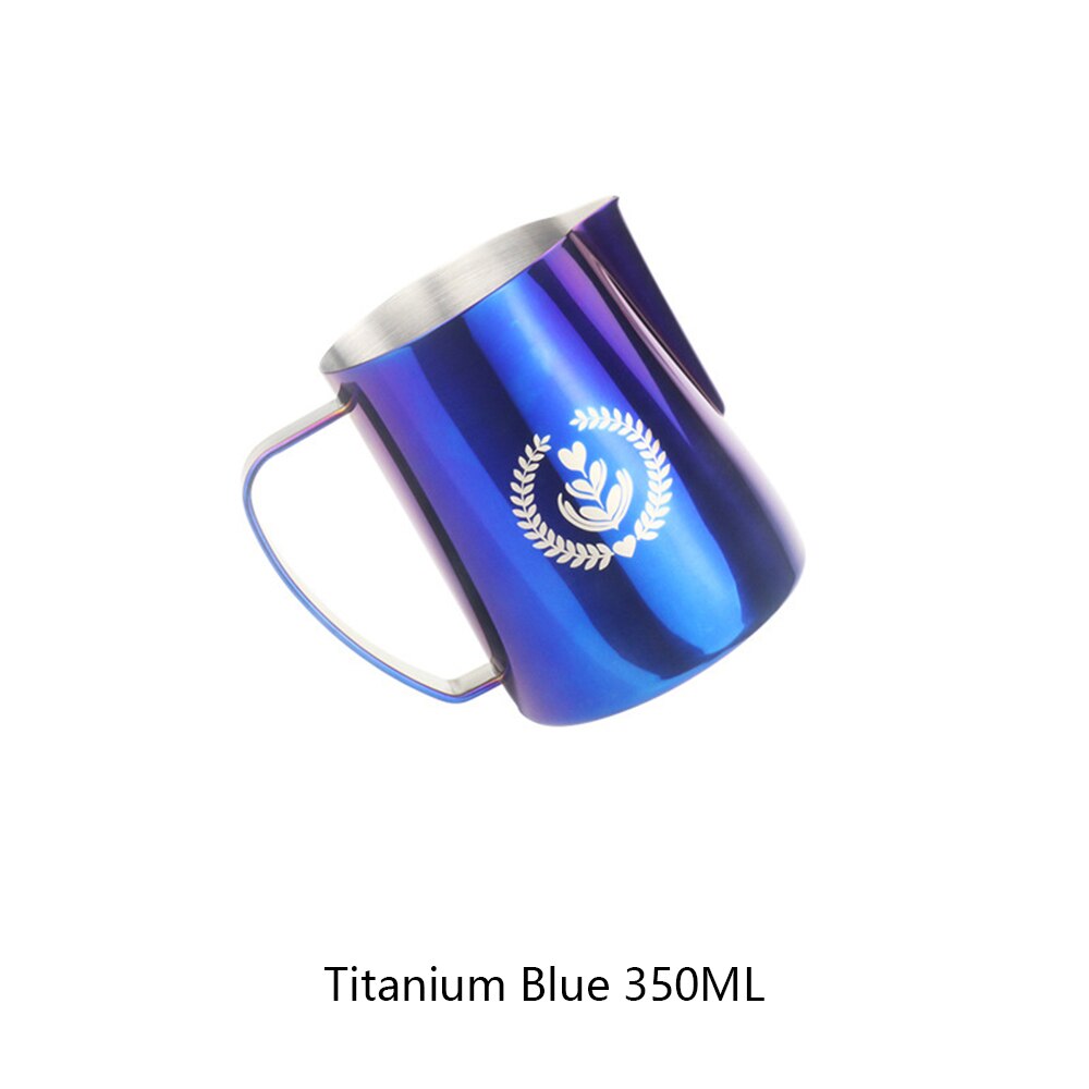 Stainless Steel Cup Coffee Cup Coffee Milk Mug Frothing Milk Latte Jug Coffees Pitcher Mug Craft Latte Frothing Art Jug 600ml: blue 350ml