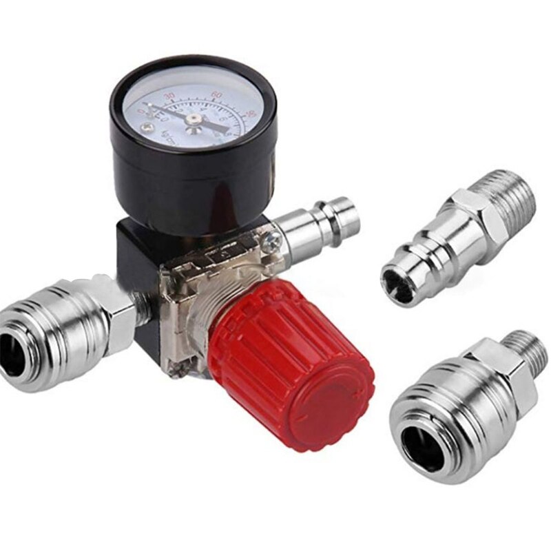 Air Compressor Pressure Valve Switch Control Regulator with Gauges 3 Holes Pressure Reducer for Fast Pressure Reduction
