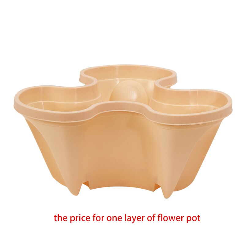 PP three-dimensional three-petal flower/strawberry pot multilayer stacking cultivation pot vegetable melon fruit planting pot: apricot color