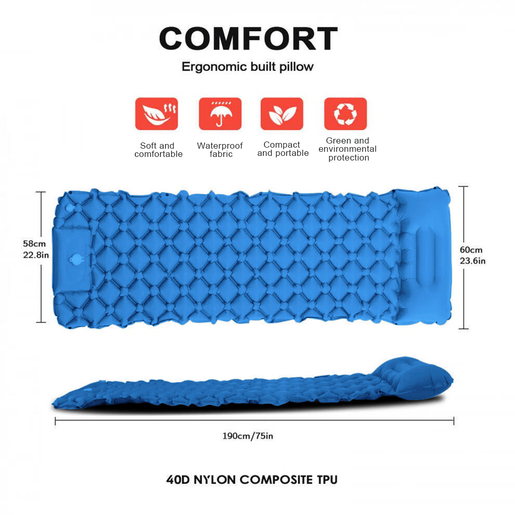Utomhus tjockare campingmadrass vattentät sovmatta lätt luftkudde för vandring, trekking, fiske, sovunderlag