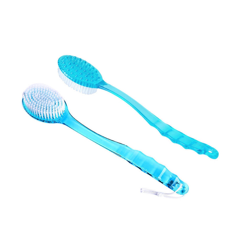 Long Handled Plastic bathroom Body Bath Shower Back Brush Scrubber Skin Cleaning Massager Tail lanyard Home#: Sky Blue 