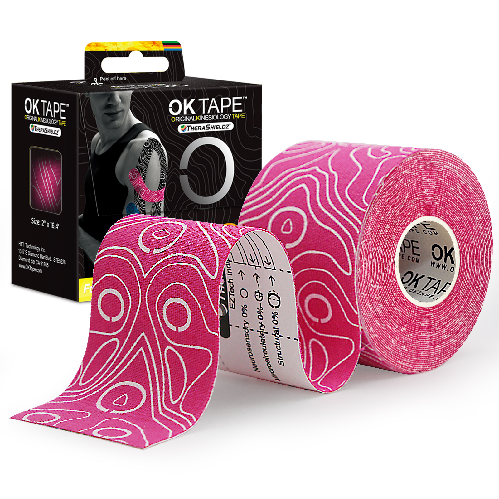 OK Band Profi Kinesiologie-Band, frei geschnitten, atmungsaktiv, wasserdicht, elastisch, Sportbandage, latexfrei, Fitness-Studio, Schmerzlinderung, 5 cm x 5 m: Burgunderrot