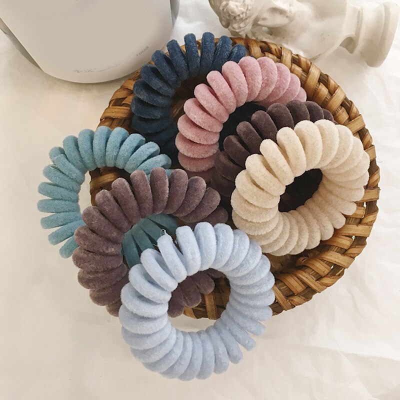 Hohe Elastizität Telefon Spule Haarbänder Frauen Spirale Haar Krawatten Mädchen Haar Ringe Seil Einfarbig Haar Zubehör Gum Scrunchy