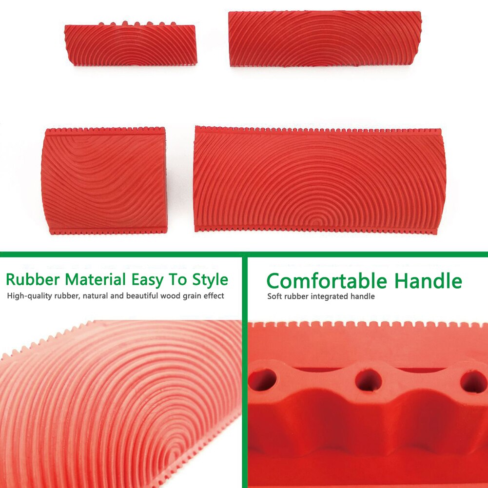 Wood Graining Tools DIY Red Accessories Supplies Wall Texture Art Woodworking Tools Roller Brush