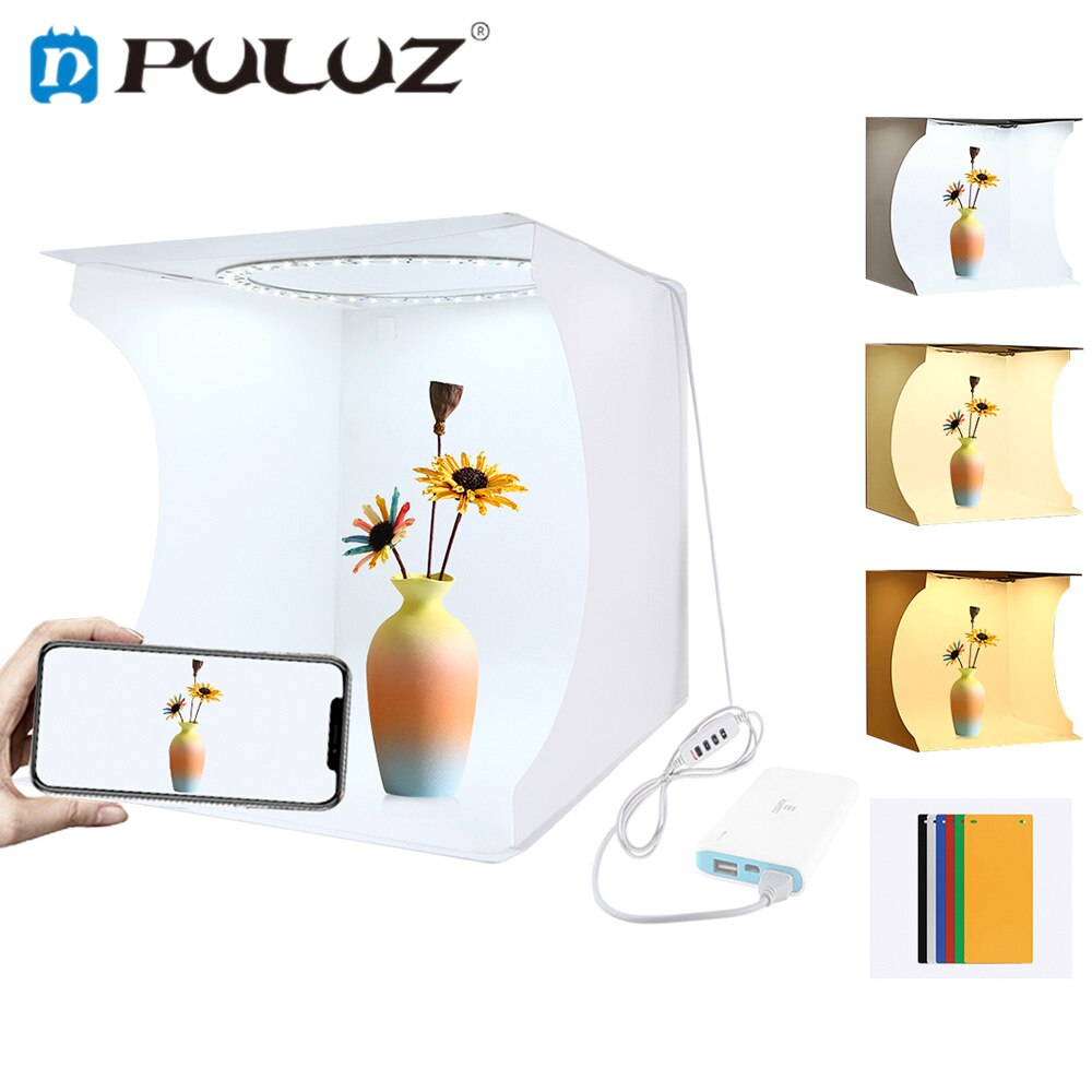 30x30cm Photography Photo Shooting Tent Light Boxes LED Dimmable Fotografia Studio Box with 6 Backgrounds for Food, Jewelry, Toy