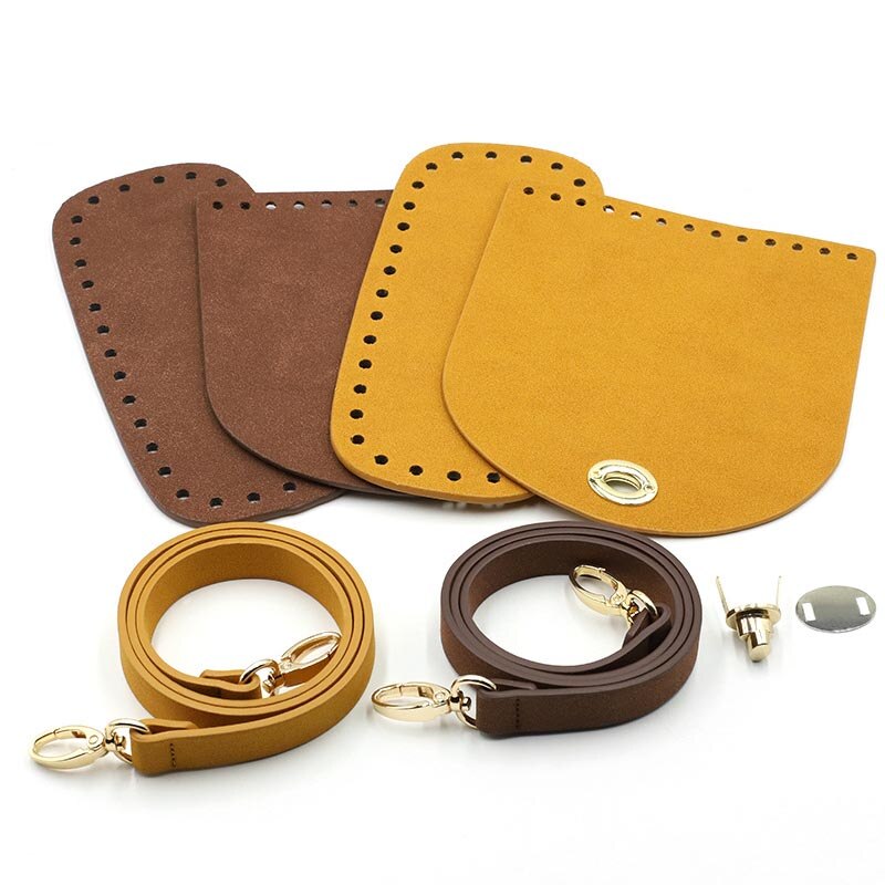 3 Kleuren Diy Handgemaakte Tas Maken Onderdelen Pu Leren Onderkant Flip Cover Verstelbare Riem Twist Lock Gesp Breien Set