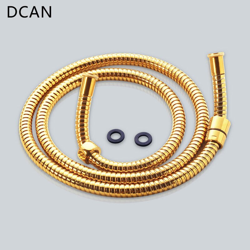 DCAN Sanitair Slangen Badkamer Vervanging Anti-Torsie Douche Slang Dubbele Vergrendeld Flexibele Rvs 1.5 m Goud