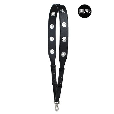 Rivet Adjustable Shoulder Strap Female PU Replacement Bag Parts Accessories Summer Colorful Handbag Belts For Women: Black (Silver)