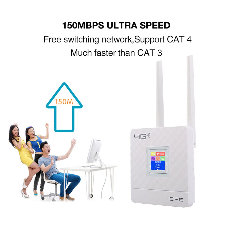 Rj45 wan/lan porta 4g lte desbloquear 300mbps cpe cartão sim roteador wi-fi sem fio com 2 antena externa hotspot modem dongle