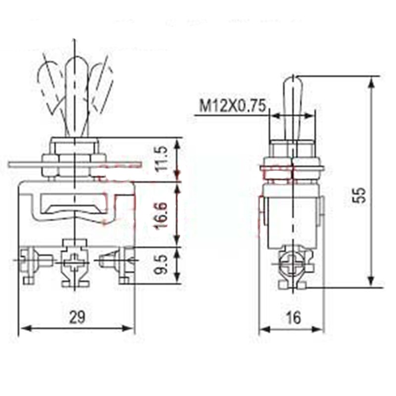 Silver Contacts 3 screw momentary toggle switch,(ON) OFF (ON) spring return