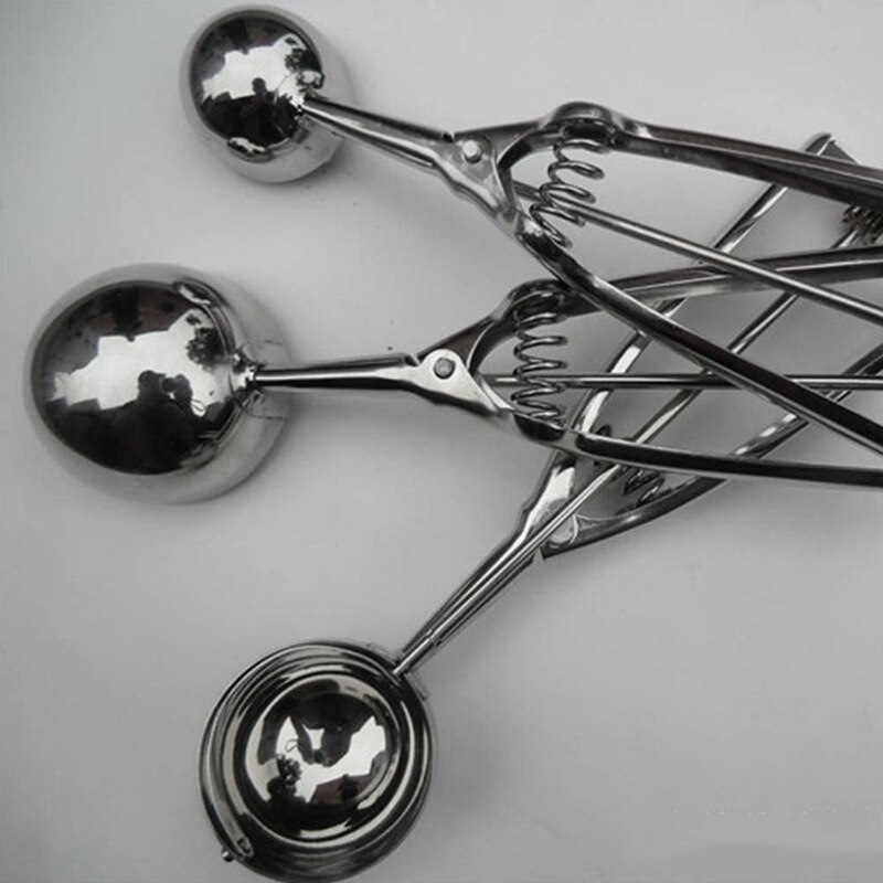3Pcs Ice Cream Scoop Trigger Cookie Spoon Baller Melone In Acciaio Inox Pasta Cucchiaio