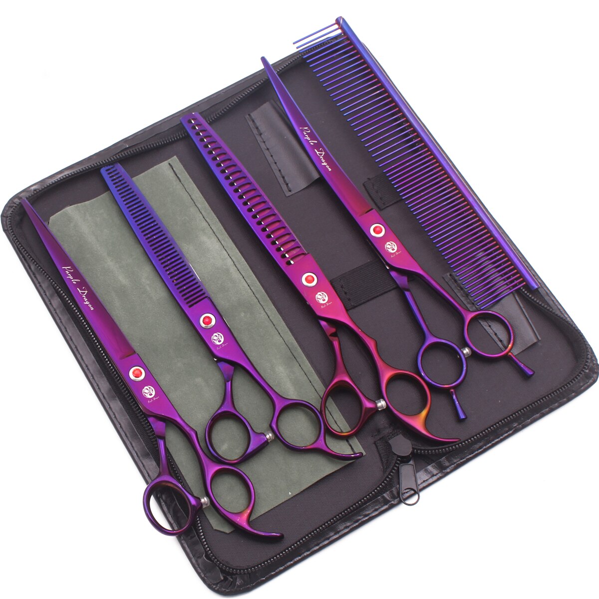 Purple Dragon 8" Stainless Dog Scissors Kit Straight Shears Thinning Shears Curved Shears Pet Scissors Grooming Scissors Z3005: Z3015 Zi U5