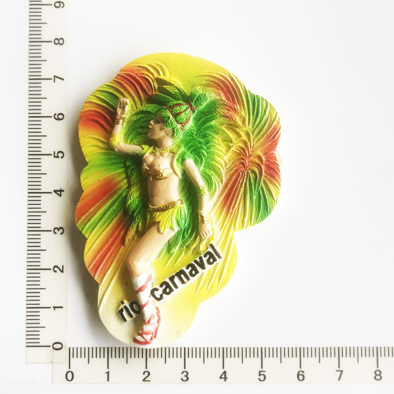 Kreative Brasilien Reise Souvenirs Magnet Kühlschrank Aufkleber Harz Handwerk 3d gemalt magnetische Kühlschrank Aufkleber Küche Dekor: Gelb