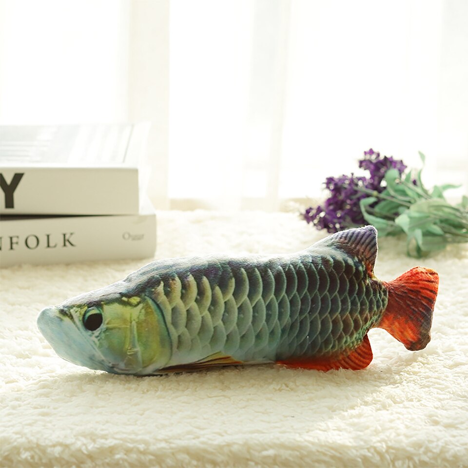 Electric Moving Fish Cat Toy Flopping Simulation Wagging Fish Pet Funny Chew Bite USB Charger Kitten Plaything Supplies: Silver Arowana