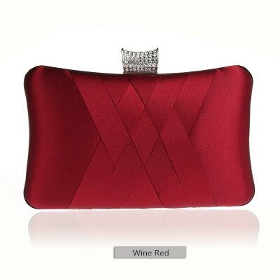 Femmes pochettes Satin mariée sac sac à main concepteur doux sacs de soirée fête sac à main de mariage pochette portefeuille sac à bandoulière 7395: Wine red