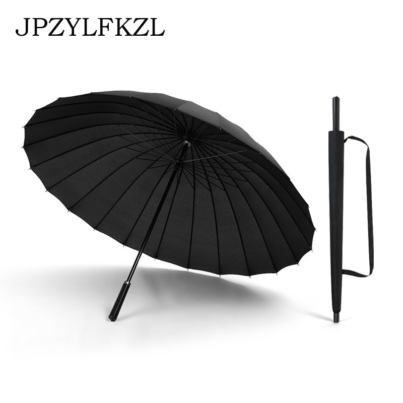 24k grote dames paraplu's regen vrouwen winddicht heren wandelstok paraplu's heren leren golf zon paraguas kleurrijke parasol stok