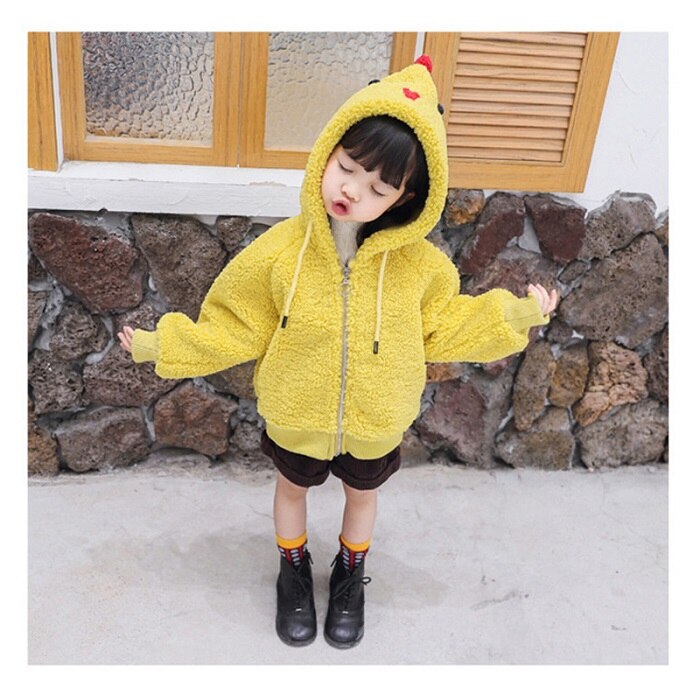 Cute Animal Coat Toddler Kids Baby Girl Coat Woolen Bowknot Single Breasted Coat for Girl Outerwear Winter Warm Clothes Snowsuit: J0502 Yellow / 2T