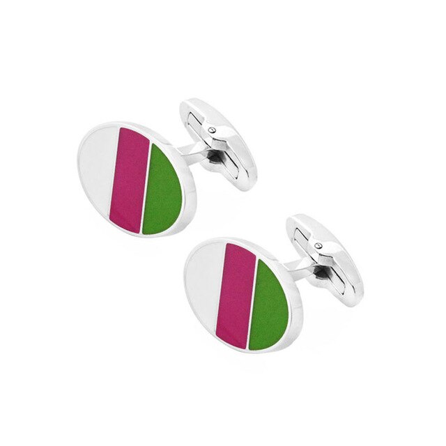 Runda Men'S Business Enamel Cufflinks Tricolor Stainless Steel Stamping Handmade Men'S Jewelry