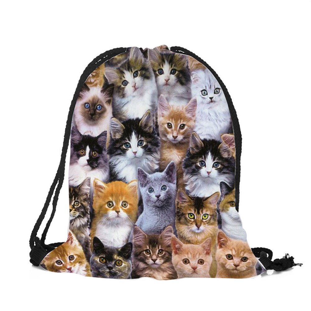 Sac A Dos Teenager School Backpack Lovely Funny 3D Kitten Cat Print Shoulder Bag for Girls Boys Casual Polyester Satchel Bag: 010