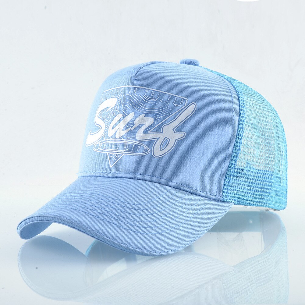 Trucker Hat Style Lettered Baseball Cap Men Outdoor Breathable Sports Cap Female Summer Sun Protection Sunbonnet Casquette: Light blue