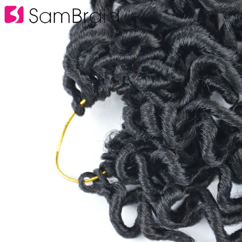 SAMBRAID 16 INCH Faux Curly Locs Crochet Hair Ombre Bohemian Hair Extension Crochet Braids Soft Synthetic Brown Hair