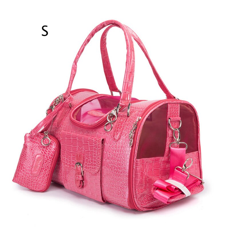 Tragbare Außen Haustier Katze Hund Träger Tasche Mit Geldbörse Leder Reise Kleine Hund Chihuahua Teddy Trage Tasche Handtasche: rosa S