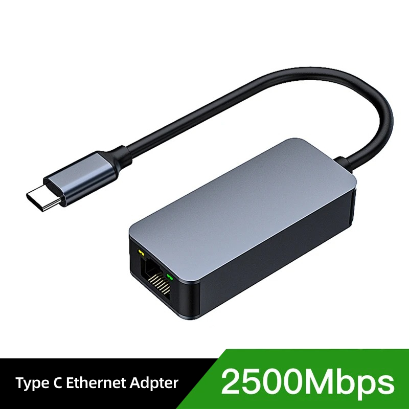 2500Mbps USB 3.0 Bedrade USB Type C Naar Rj45 Lan Ethernet Adapter RTL8156 Netwerkkaart voor PC Macbook Windows Laptop: Black