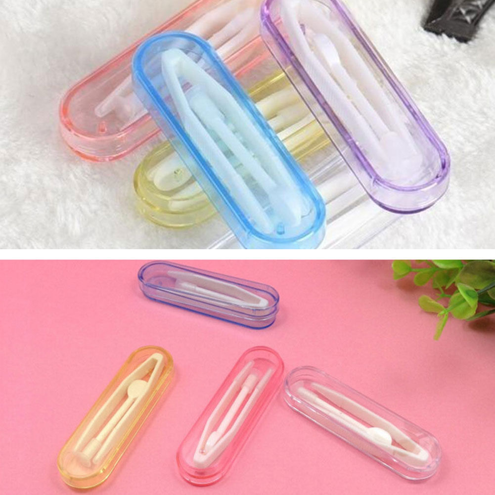 Lenti a contatto Applicatore dispositivo di rimozione impostato Inseritore Morbida Punta Pinzette Igienico di Caso di Trucco Strumento colore Casuale