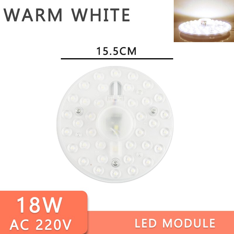 LED Module LED Panel Ceiling Light Lamp MINIModule Replace Accessory Magnetic Source Light Board Bulb Long Life 220V 12W 18W 24W: LED Module Warm 18W
